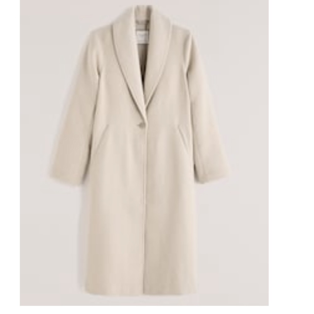 Wool-blend double cloth blanket coat